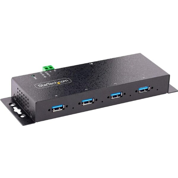 StarTech.com USB Hub - USB 3.2 (Gen 1) Type B - Wall/Desktop/DIN Rail Mountable - Black - 4 Total USB Port(s) - PC