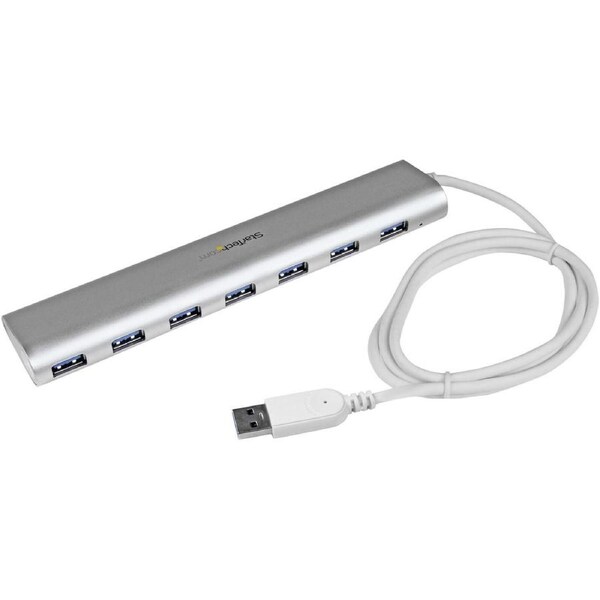 StarTech.com 7-Port USB Hub, USB A to 7x USB-A Ports, USB 5Gbps, Self-Powered, Portable Laptop USB 3.0 Hub Expansion with Power