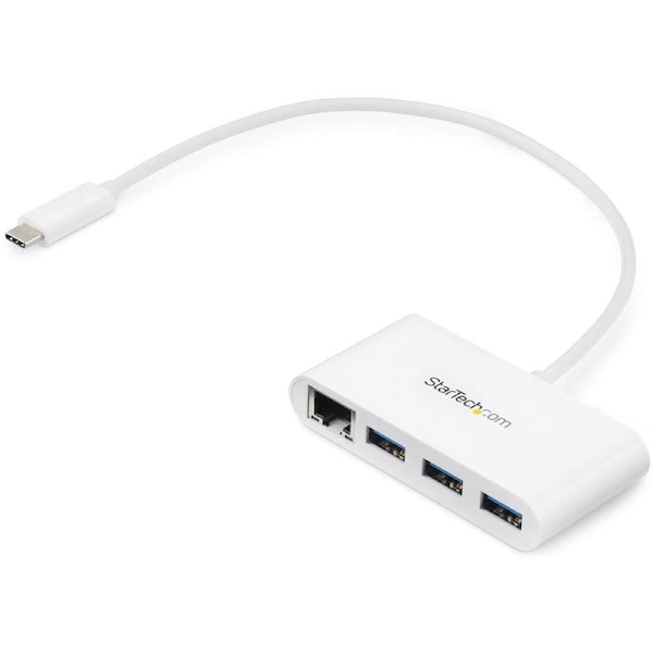 StarTech.com USB/Ethernet Combo Hub - USB 3.0 Type C - External - White - UASP Support - 3 Total USB Port(s) - 3 USB 3.0 Port(s)