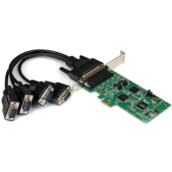 StarTech.com Multiport Serial Adapter - TAA Compliant - PCI Express x1 - 4 x DB-9 RS-232/422/485 - Serial, Via Cable - 3.59 Mbit