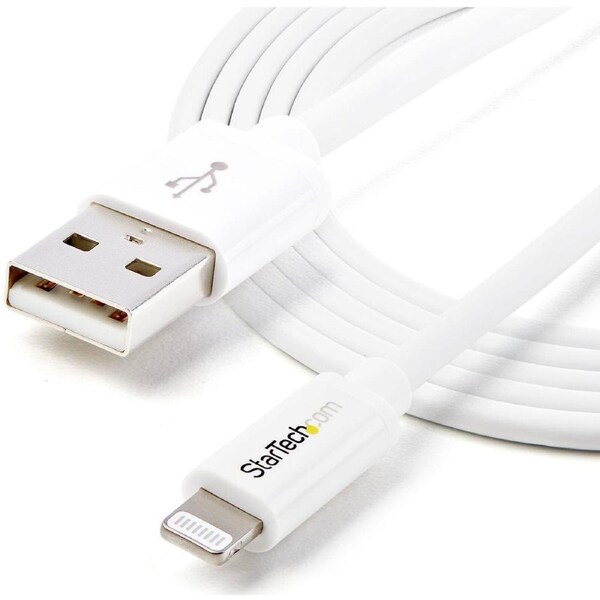 StarTech.com 2m (6ft) Long White Apple 8-pin Lightning Connector to USB Cable for iPhone / iPod / iPad - First End: 1 x 4-pin USB Type A