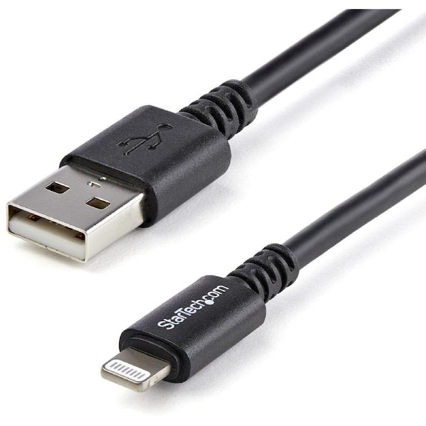 StarTech.com 3m (10ft) Long Black Apple 8-pin Lightning Connector to USB Cable for iPhone / iPod / iPad - First End: USB - Second End: 8-pin -