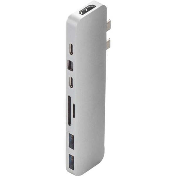 Hyper PRO GN28D-SILVER USB Type C Docking Station for Notebook/Desktop PC - Memory Card Reader - microSD, SD - 100 W - Silver - 4K, 5K - 3840 x 2160,