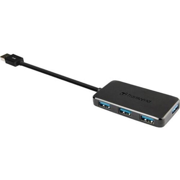 Transcend HUB2 USB Hub - USB - External - Black - 4 Total USB Port(s) - 4 USB 3.0 Port(s) - PC, Mac, Linux