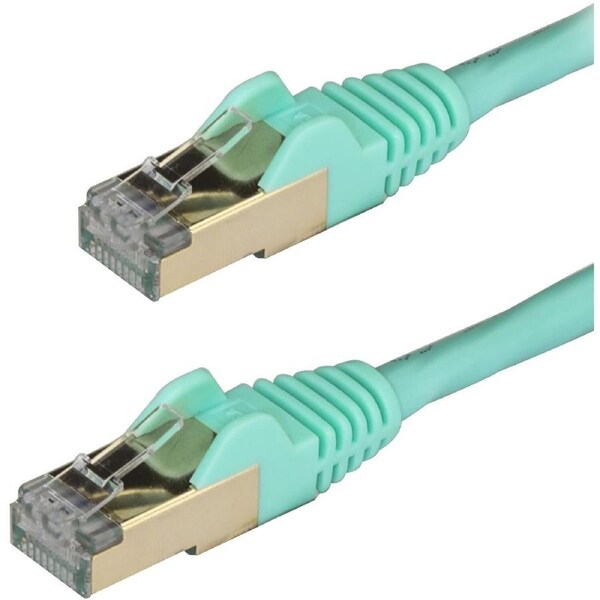 StarTech.com 0.50m CAT6a Ethernet Cable - 10 Gigabit Category 6a Shielded Snagless 100W PoE Patch Cord - 10Gb Aqua UL Certified