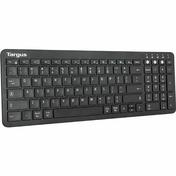 Targus AKB863US Keyboard - English (US) - Black - Bluetooth - 5.1 - Windows, macOS - Desktop Computer, MAC - AAA Battery Size Supported