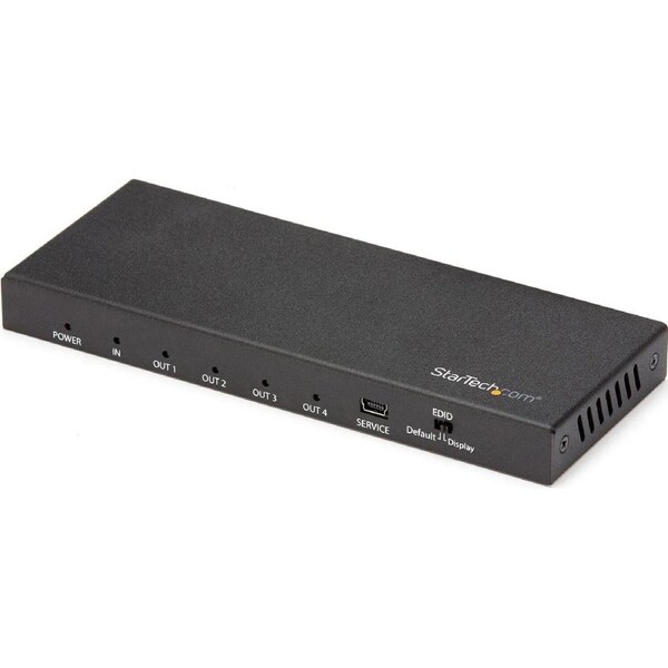 StarTech.com 4 Port HDMI Splitter - 4K 60Hz - 1x4 Way HDMI 2.0 Splitter - HDR - ST124HD218 - Displays the same image with sound on 4 screens - Splits