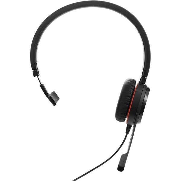 Jabra EVOLVE 20SE MS Mono Wired Over-the-head Mono Headset - Black - Monaural - Supra-aural - 32 Ohm - 150 Hz to 7 kHz - Noise Canceling - USB