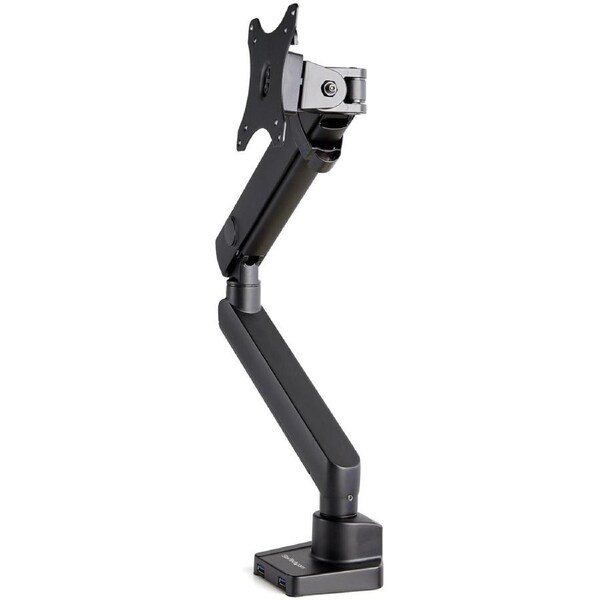 StarTech.com Desk Mount Monitor Arm with 2x USB 3.0 ports, Slim Single Monitor VESA Mount up to 34" (17.6lb/8kg) Display, C-Clamp/Grommet - Height -