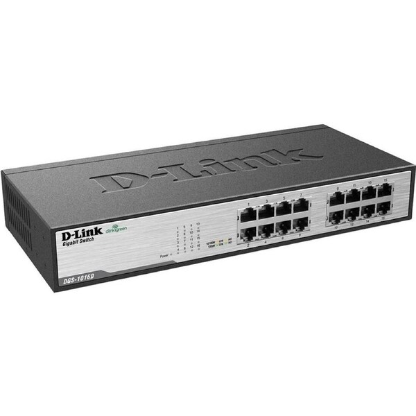 D-Link DGS-1016D 16 Ports Ethernet Switch - 10Base-T, 10/100/1000Base-T - 2 Layer Supported - 27.50 W Power Consumption - Twiste