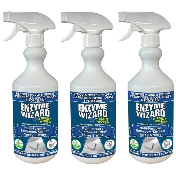 3x Enzyme Wizard Multipurposes Bathroom and kitchen Spray and Wipe 750ml Spray