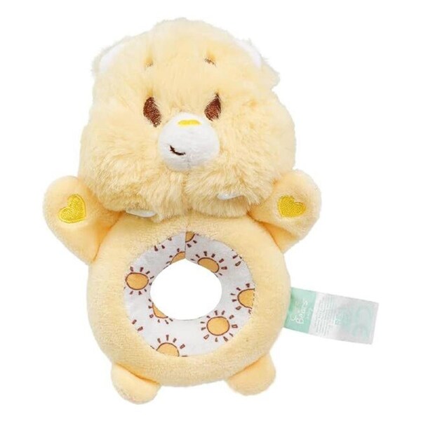Resoftable Care Bears Plush Baby/Toddler Ring Rattle Toy - Funshine Bear 0y+