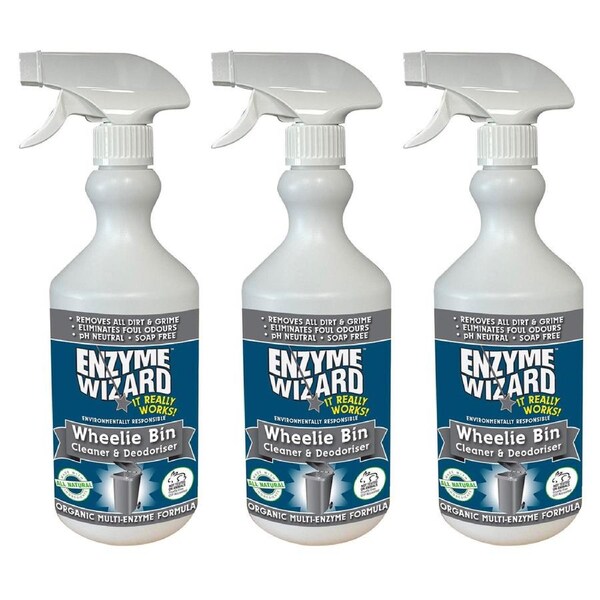 3x Enzyme Wizard Wheelie Bin Cleaner And Deodoriser 750ml Home Cleaning Spray