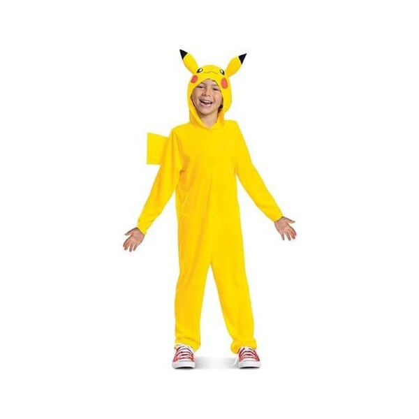 Disguise Pokemon Pikachu Jumpsuit Childrens Fancy Dress Costume Size 7-8 7y+