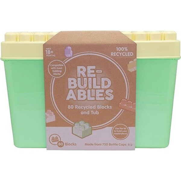 80pc Rebuildables Kids/Childrens Building Blocks Toy Set w/Storage Tub 1y+