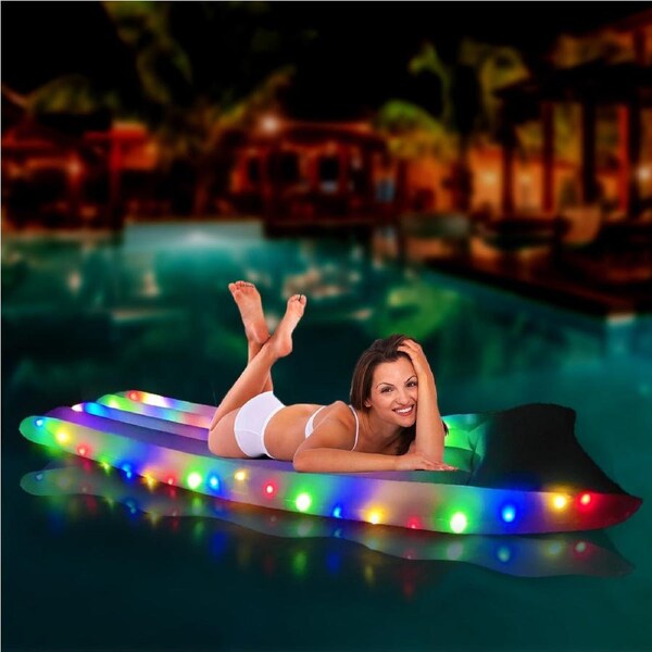 Inflatable LED Light up Air Mattress Pool Water Glow Toy Lights Aqua Party