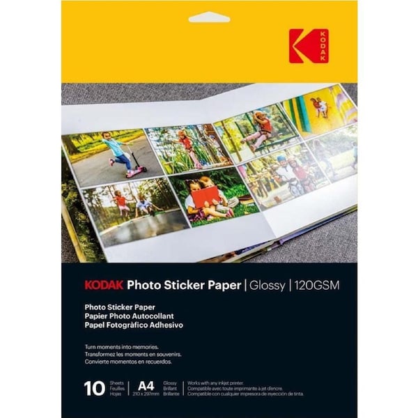 Kodak Photo Sticker Paper Glossy 120GSM A4 10 Sheets
