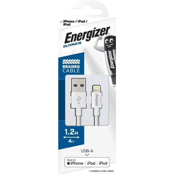 Energizer iPhone (Lightning) Braided Cable 1.2 Metre