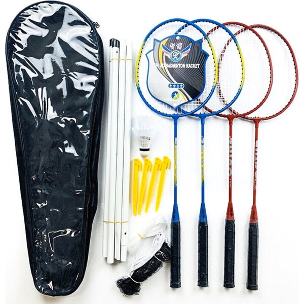 Professional Badminton Racquet Set 4 Player Racket Shuttlecock Net Bag DF