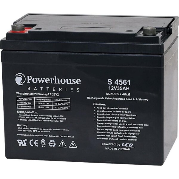 Powerhouse S4561 12V 35Ah Sealed Lead Acid SLA Battery M6-F8