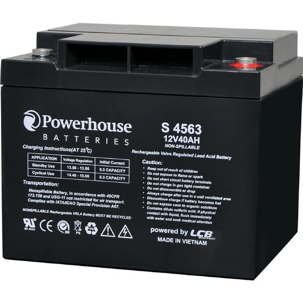Powerhouse 380A 12V 40Ah M6 Rechargeable Value Regulated SLA Battery Black