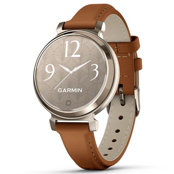Garmin Lily 2 Classic Smartwatch - Cream Gold w Leather Band