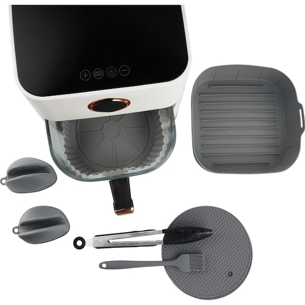 ACA Air Fryer Liner Silicone Pot Basket Non-Stick Reusable Baking Tray Tong Mat