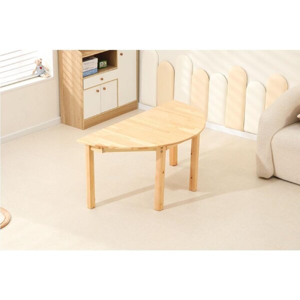 120x60cm Semi Circle Timber Pinewood Wooden Kids Table Playing Activity Study Desk