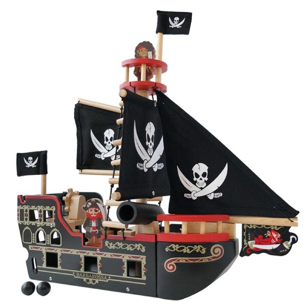 Le Toy Van 50cm Barbarossa Pirate Ship Wooden Fun Play Toy Kids/Children 3y+