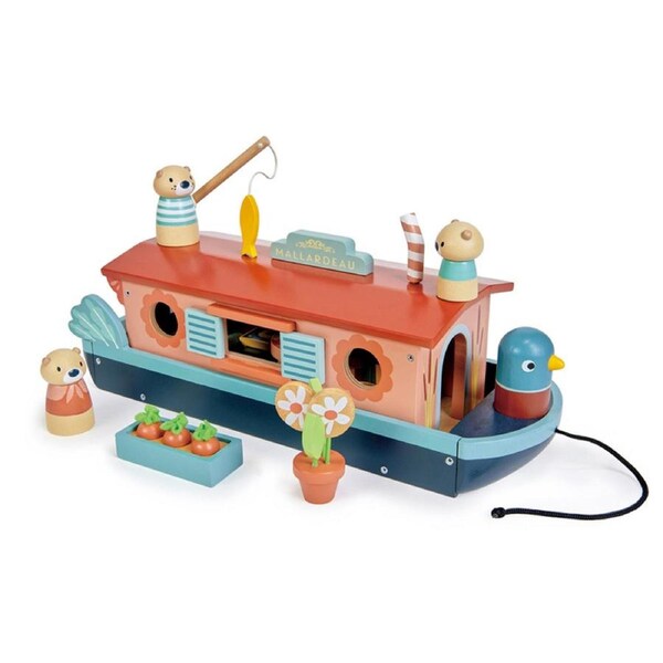 Tender Leaf Toys 38cm Little Otter Canal Boat Wooden Toy Set Kids/Children 3y+