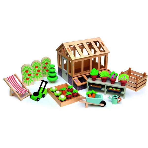 Tender Leaf Toys 48cm Greenhouse w/ Garden Wooden Toy Set Kids/Children 3y+