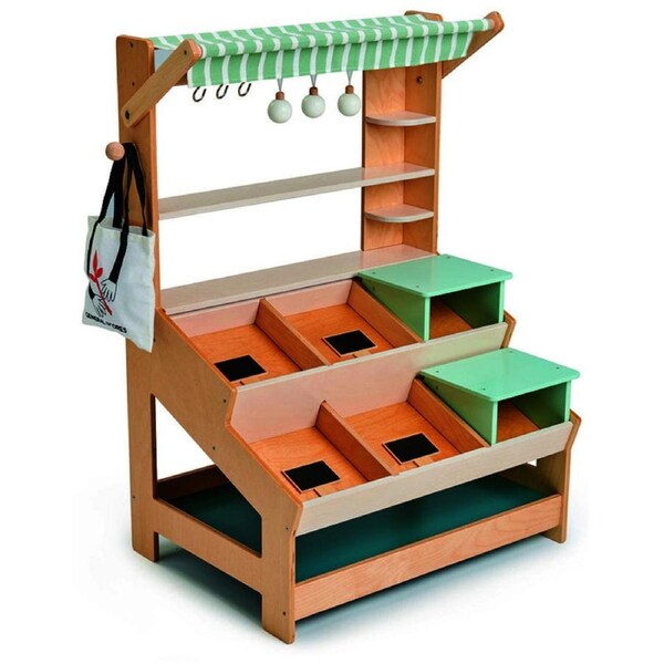 Tender Leaf Toys 57cm General Store Stand Wooden Toy Pretend Play Set Kids 3y+