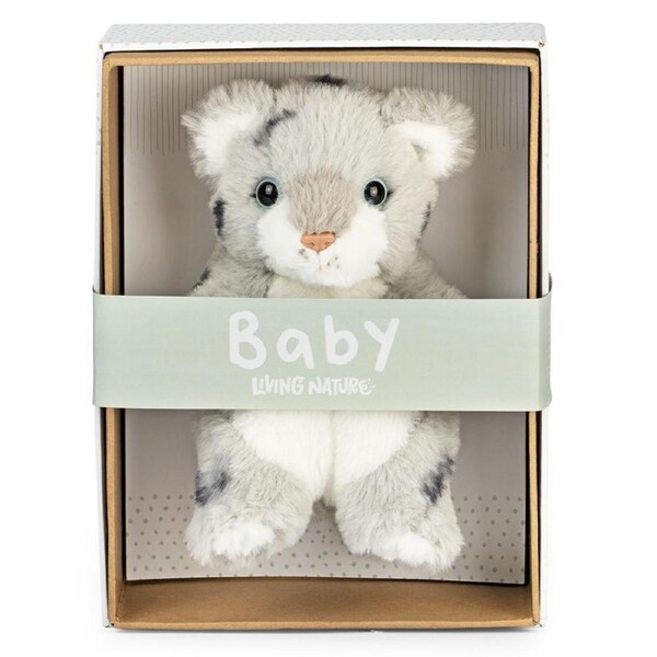 Living Nature 21cm Baby Snow Leopard Stuffed Animal Plush Kids Soft Toy White