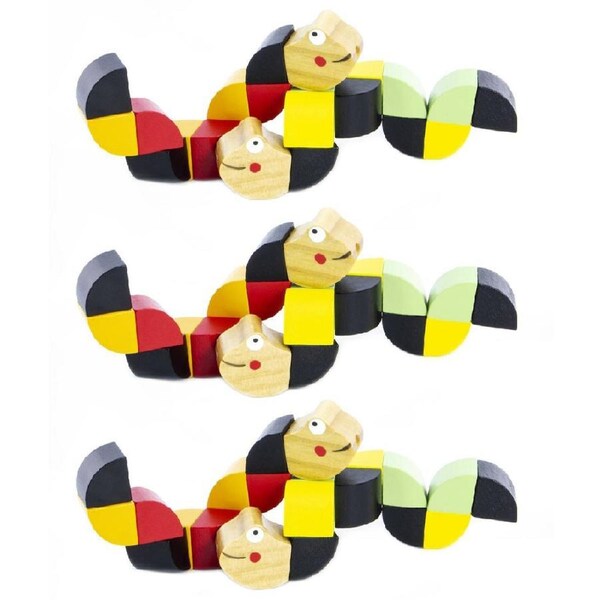 3x Majigg 15cm Twisty The Snake Kids/Children Fun Interactive Sensory Wooden Toy