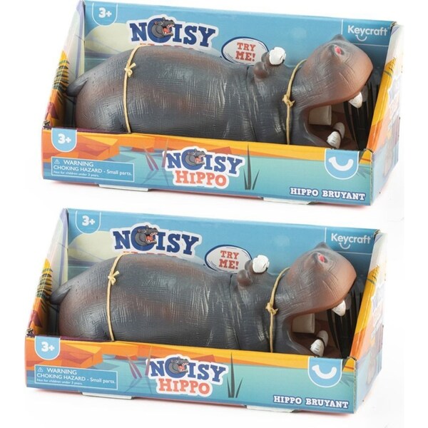 2x Pocket Money Fun 21cm Noisy Sqeaky Hippo Kids/Children Interactive Toy 3y+