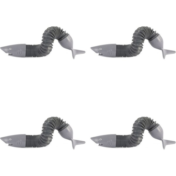 4x Pocket Money Fun 19cm Poptube Shark Kids/Children Sensory Squeeze Toy Grey