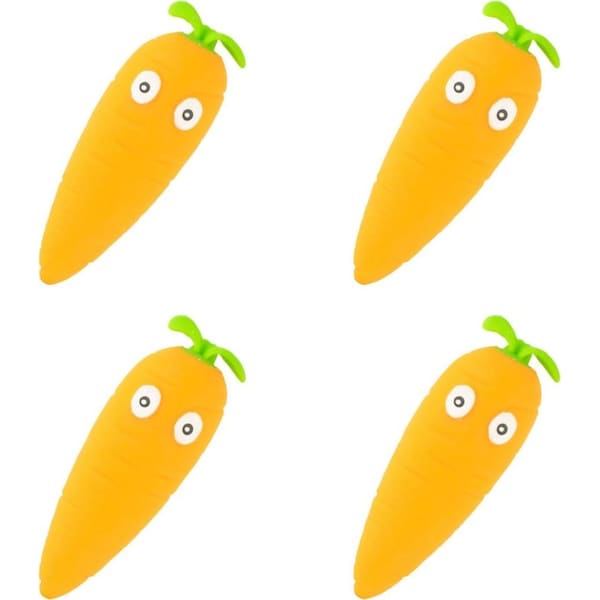 4x Pocket Money Fun 16cm Squishy Carrot Kids/Children Sensory Squeeze Toy 3y+