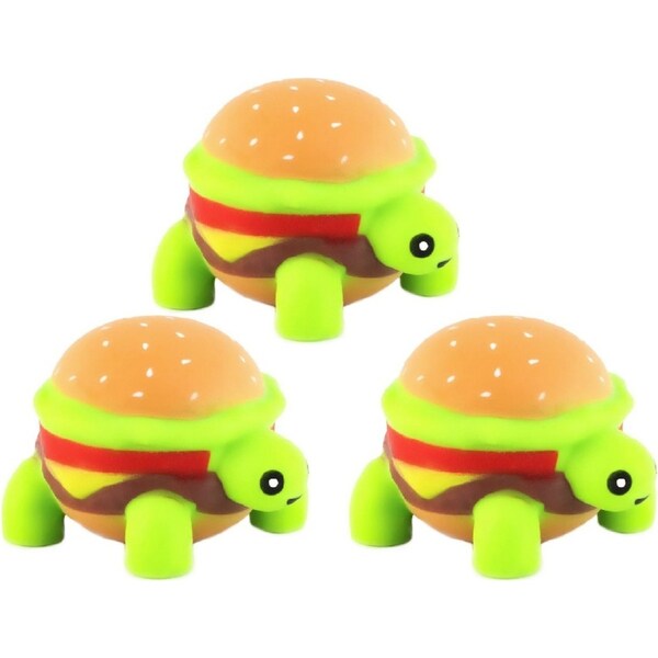 3x Pocket Money Fun 10cm Squishy Turtleburger Kids Animal Sensory Play Toy 3y+