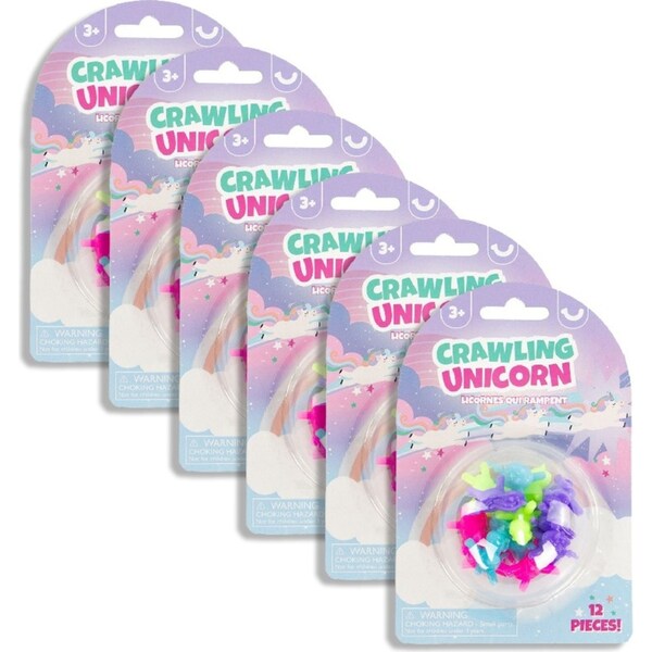 6x 12pc Pocket Money Fun 17.5cm Crawling Unicorns Kids/Children Animal Toy 3y+
