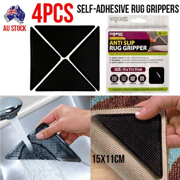 4pce Self-Adhesive Rug Grippers 15x11cm