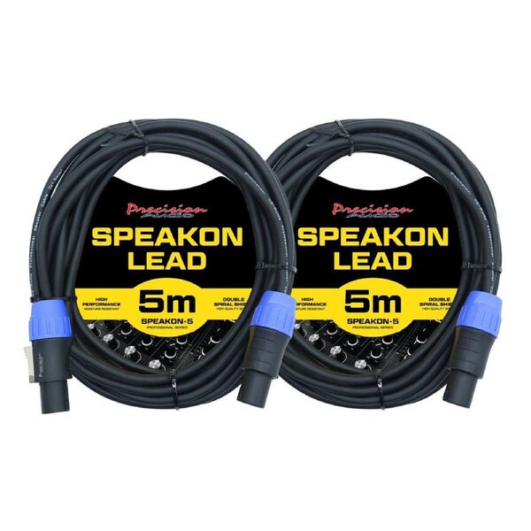 Precision Audio 2 Pack 5m Speakon Audio Cable SPEAKON5X2
