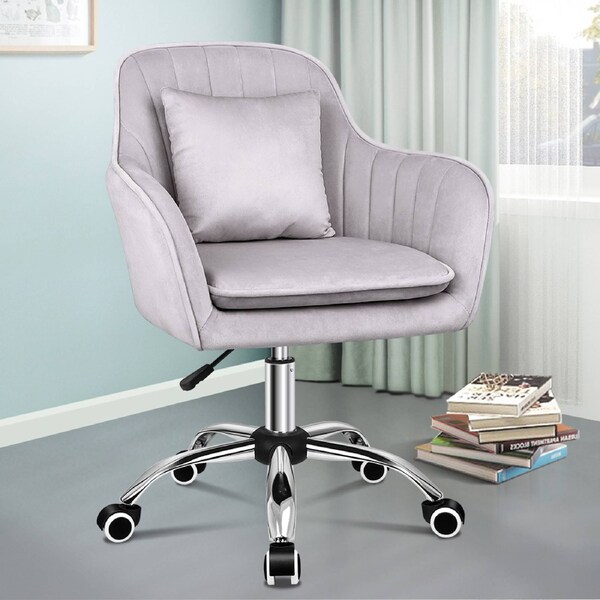 ALFORDSON Velvet Office Chair Fabric Armchair Computer Swivel Work Study Adult Kids Orla - Violet