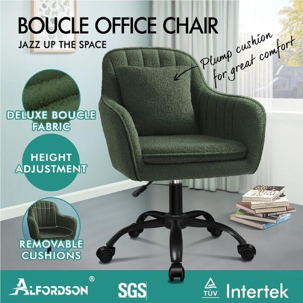 ALFORDSON Velvet Office Chair Fabric Armchair Computer Swivel Work Study Adult Kids Ellie - Grey