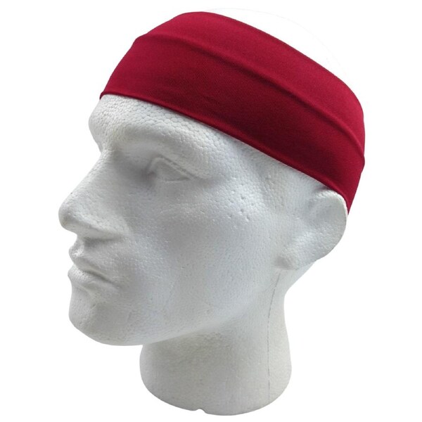 PLAIN HEADBAND Elastic Stretch Sports Yoga Hair Band Unisex 8cm Wide Wrap Burgundy