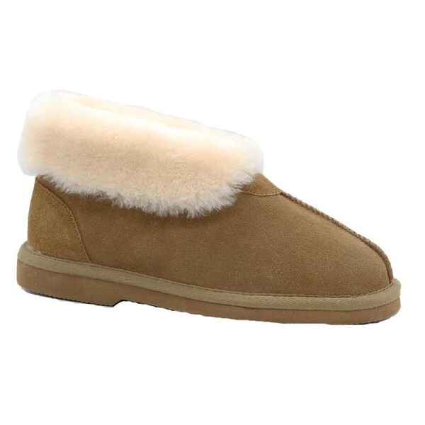 GROSBY Womens Princess UGG Boots Genuine Sheepskin Suede Leather Slippers Chestnut / 10