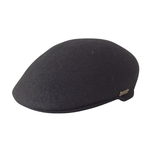 JACARU 100% Wool Felt Ivy Hat Australian Waterproof Drivers Flat 1850 Warm Aston Black / Medium (56-57cm)