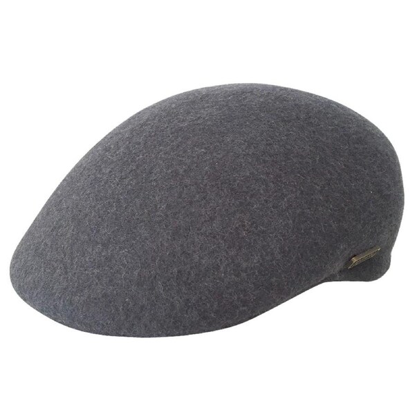 JACARU 100% Wool Felt Ivy Hat Australian Waterproof Drivers Flat 1850 Warm Aston Charcoal / Medium (56-57cm)
