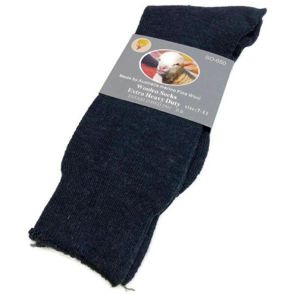 1 Pair Merino Wool Blend Woolen Work Socks Hiking Heavy Duty Warm Winter Thermal Navy / 7-11