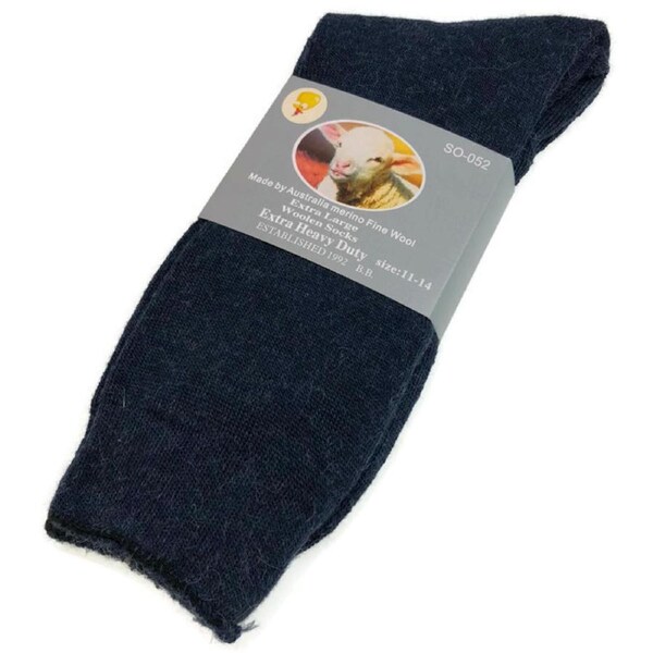 1 Pair Merino Wool Blend Woolen Work Socks Hiking Heavy Duty Warm Winter Thermal Navy / 11-14