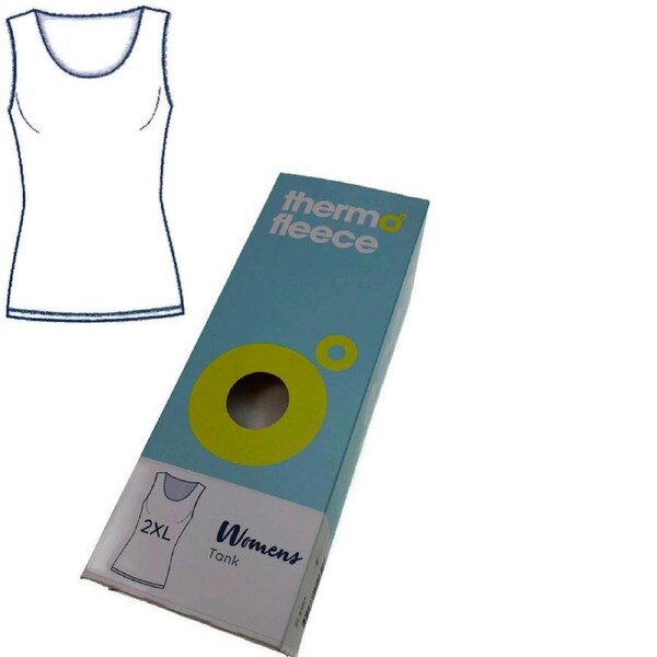 Thermo Fleece Merino Wool Blend Ladies Scoop Neck Tank Top with Lace Natural / L